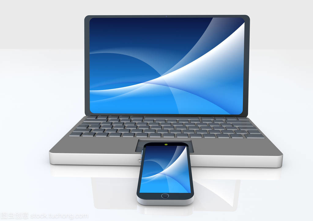 智能手机与白色笔记本电脑 现代办公的双重助力